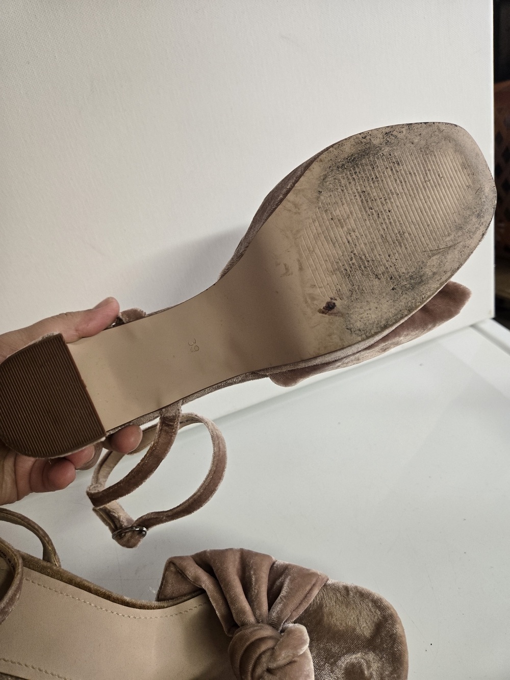 H&M Taupe Velvet Knot Platform Sandals - Picture 7 of 11
